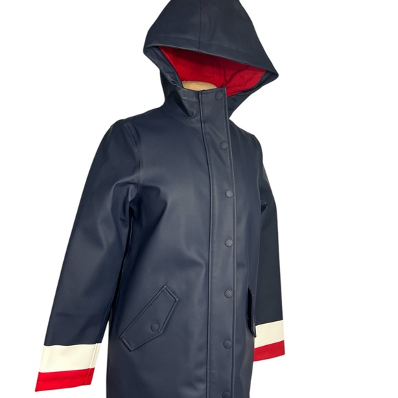 BODEN Morris Waterproof Mac insulated rain coat NAVY RED WHITE SIZE US 6 UK 10 - Picture 3 of 13